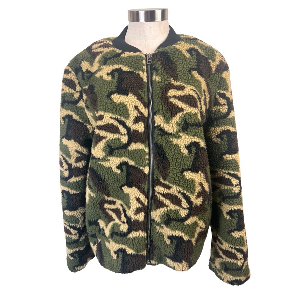 Sanctuary Camouflage Sherpa Bomber Jacket Size Medium‎